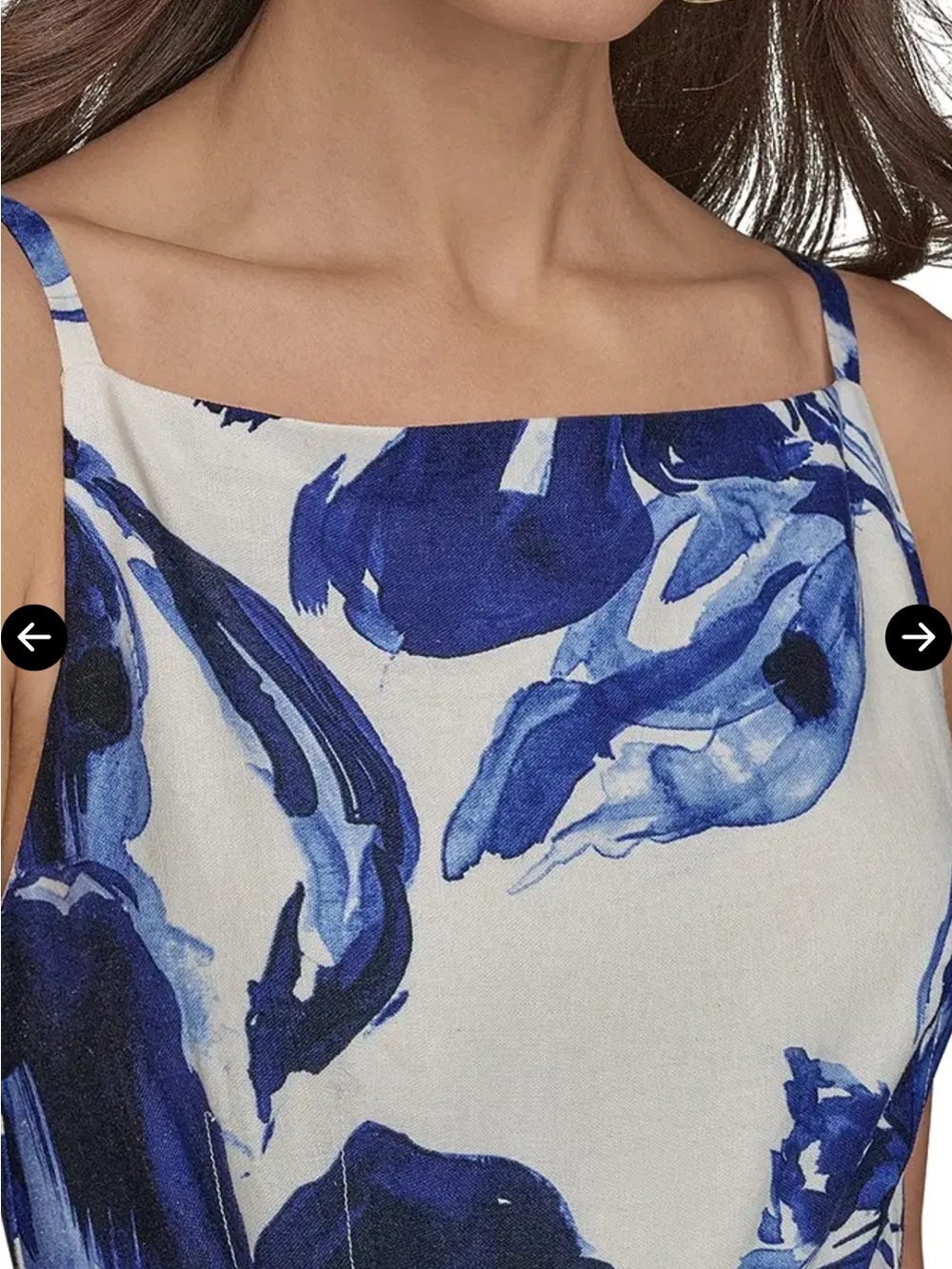 Donna Karan Cream Midi Dress with Blue Floral Print - Picture 5 of 7